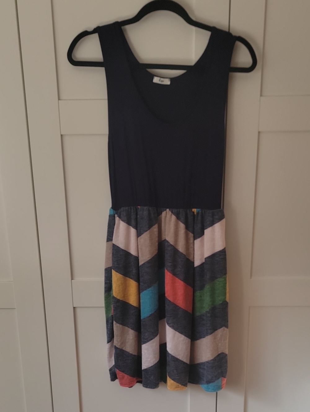 ❄️3/$30 Navy Tank Top Dress with Multicolor Chevron Skirt